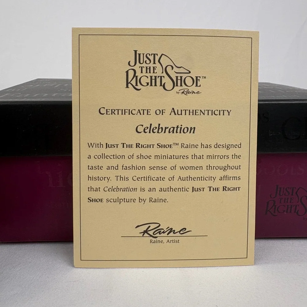 Vintage Just The Right Shoe By Raine Celebration Parkwest 25200 2000 COA Box
